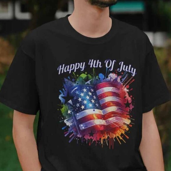 Happy 4th of July Firework T-Shirt, Independence Day Gift Tee Shirt - Picture 1 of 5